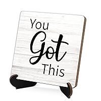 Wall Decor - You Got This,Motivational Office Desk Decor,Farmhouse Home Decor,Social Worker Gifts,Shelf Decor,Gifts for Friend,Wooden Board Decoration With Stand,Decorative Signs & Plaques,L6
