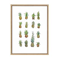 Sylvie Pineapple Set Framed Canvas Wall Art by Viola Kreczmer, 18x24 Natural, Decorative Tropical Kitchen Décor