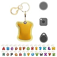 Letter Leather Keychain Holder Case Compatible with AirTag, Cute Protective Apple Air Tag Cover With Keychain Ring,Used as Name ID Keychain Finder GPS Tracker Case for Wallet Keys(I)