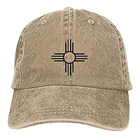 Zrcaifu New Mexico Zia Sun Symbol Baseball Caps Adjustable Washed Denim Cotton Hat Golf Hats