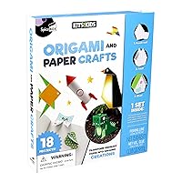 SpiceBox 3D Japanese Origami Paper Kit for Kids Easy Arts and Crafts with Instruction Book, Children's Activity Set, 18 Paper Craft Projects