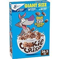 Cookie Crisp Breakfast Cereal, Chocolate Chip Cookie Taste, Made With Whole Grain, Giant Size, 26.3 oz