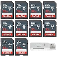 SanDisk Ultra 32GB (10 Pack) Class 10 SDHC UHS-I Memory Card up to 48MB/s SDSDUNB-032G Bundle with GoRAM USB 3.0 Multi Card Reader