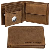Marc Peter® Hanover Genuine Leather Wallet | Wallet for Men with RFID Protection | Large 10 Compartments | Leather Wallet, Vintage tan with airtag compartment, Classic