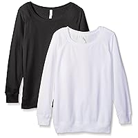 Apparel Women's 2-Pack Ladies Curvy Plus Size Slouchy Long Sleeve Pullover Sweatshirt