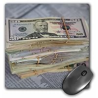 3dRose US Dollars & Financial Pages in Newspaper - Mouse Pad, 8 by 8