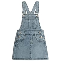 KIDSCOOL SPACE Baby Little Girls Denim Skirt,Ripped Soft Strechy Girls Summer Jeans Overalls Dress