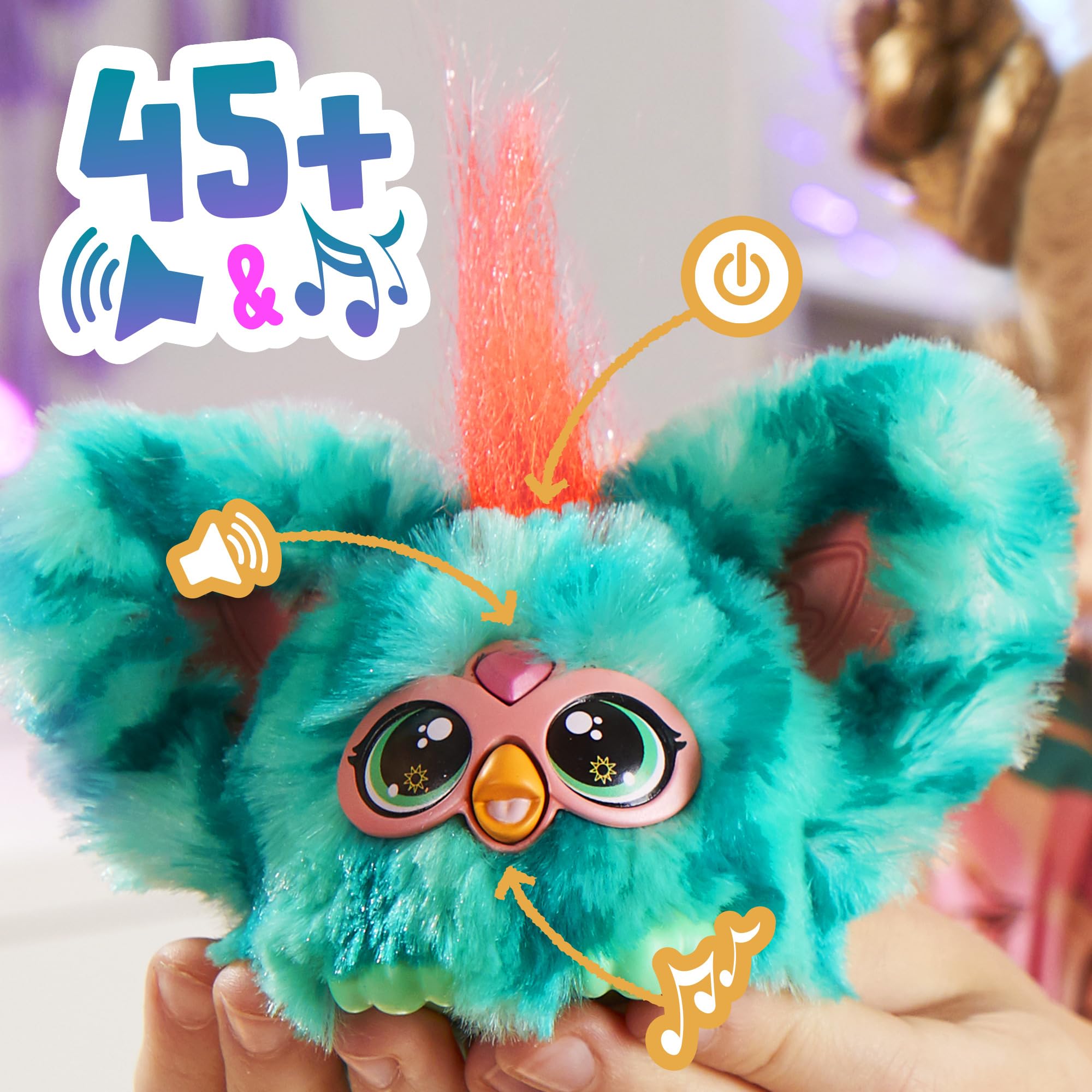 Furby Furblets Mello-Nee Mini Friend, 45+ Sounds, Summer Chill Music & Furbish Phrases, Electronic Plush Toys for Girls & Boys 6 Years & Up, Watermelon Red & Green
