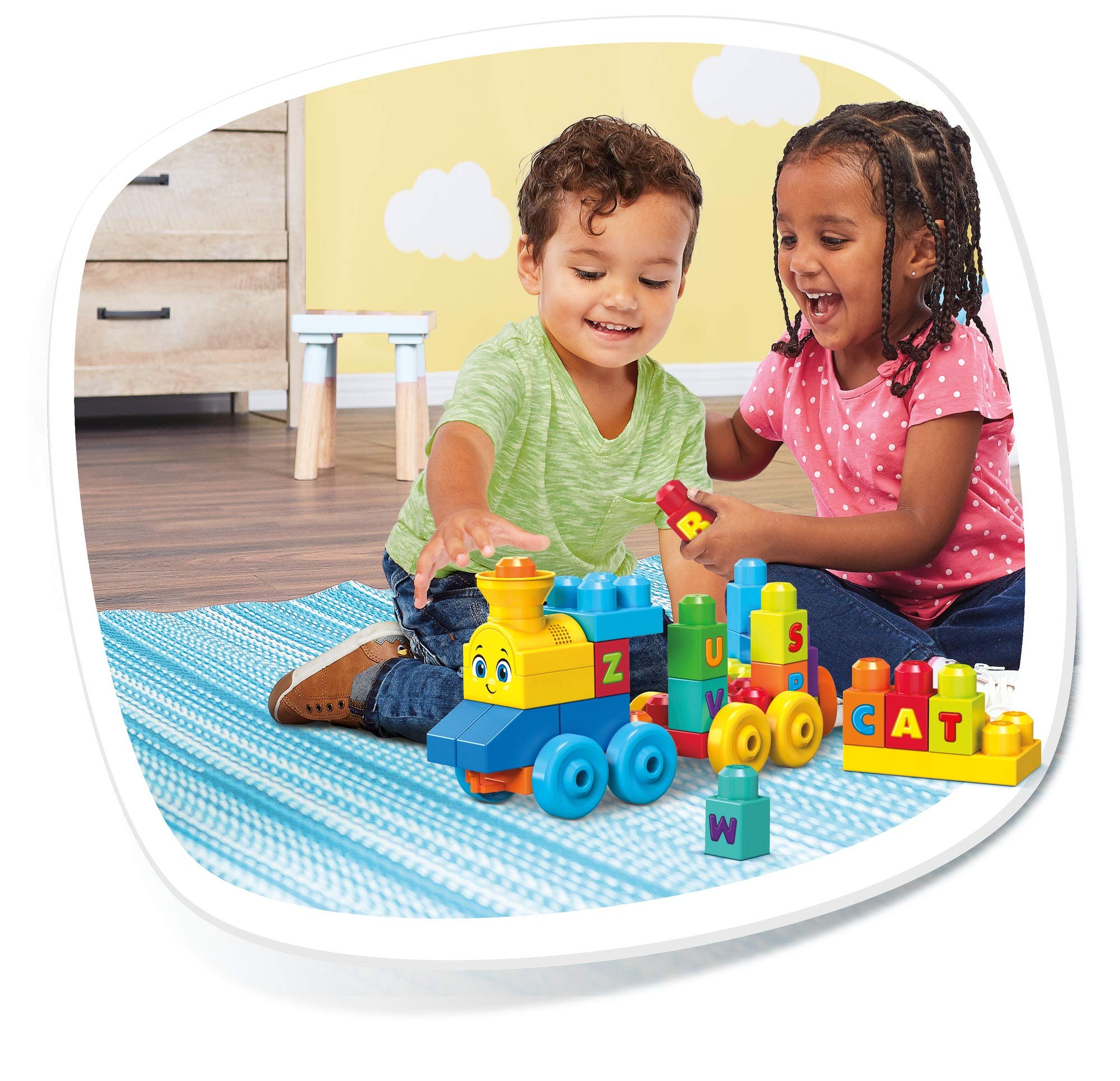 MEGA BLOKS Fisher-Price ABC Blocks Building Toy, ABC Musical Train with 50 Pieces, Music and Sounds for Toddlers, Gift Ideas for Kids Age 1+ Years