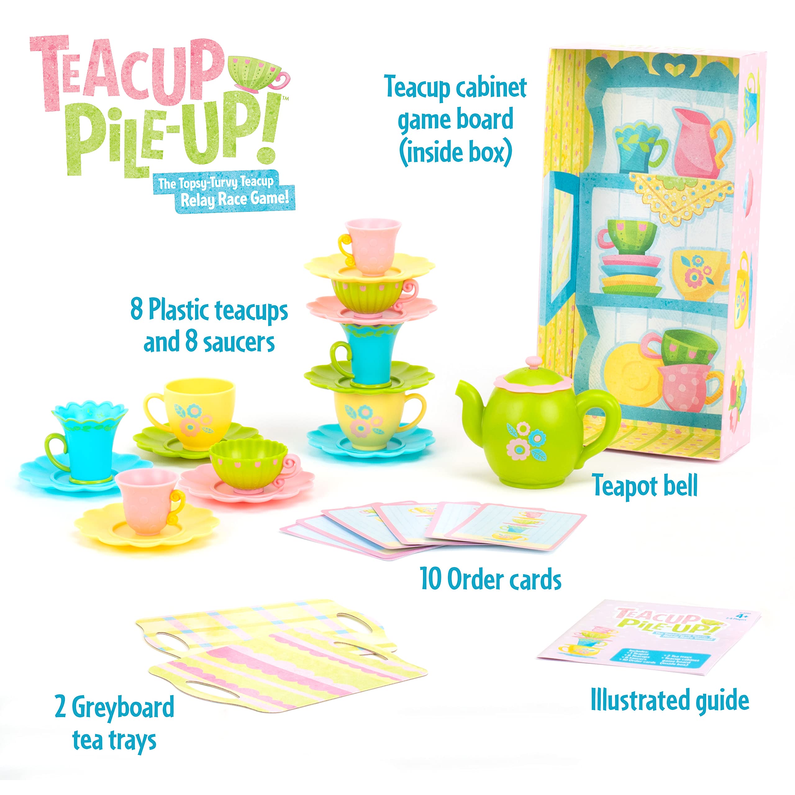 Educational Insights Teacup Pile-Up! Relay Game, Preschool Board Game, Gift for Kids Ages 4+