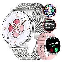 Fashion Smart Watch Female IP67 Waterproof Fitness Watch 1.67 HD Touch Screen LCD Blood Pressure Heart Rate Systemic Monitoring, Suitable for Android Apple Mobile Phones, 03 Silver