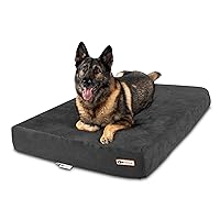 Big Barker Sleek Orthopedic Dog Bed - 7” Dog Bed for Large Dogs w/Washable Microsuede Cover - Sleek Elevated Dog Bed Made in The USA w/ 10-Year Warranty (Sleek, XL, Charcoal)