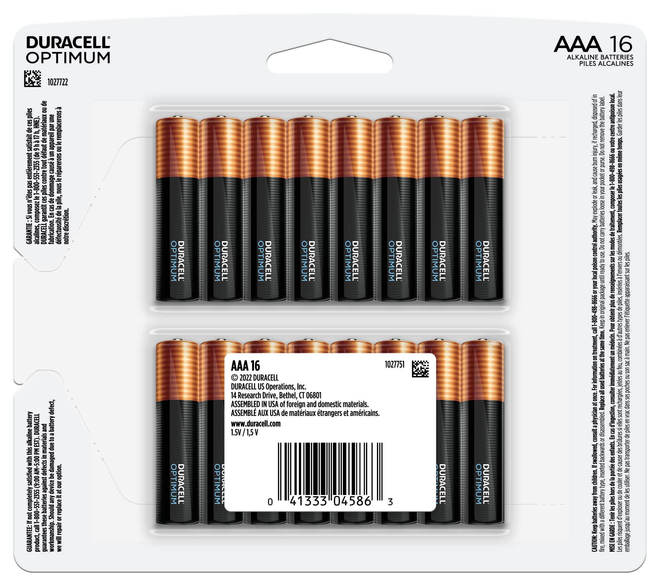 Duracell Optimum AAA Batteries with Power Boost Ingredients, 16 Count Pack Double A Battery with Long-Lasting Power, All-Purpose Alkaline AA Battery for Household and Office Devices