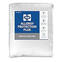 Sealy Allergy Protection Plus Waterproof Fitted Toddler Bed and Baby Crib Mattress Pad Cover Protector, Noiseless, Machine Washable and Dryer Friendly, 52