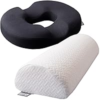 5 STARS UNITED Donut Pillow Hemorrhoid Tailbone Cushion and Memory Foam Bolster Pillow Grey for Legs and for Back Pain