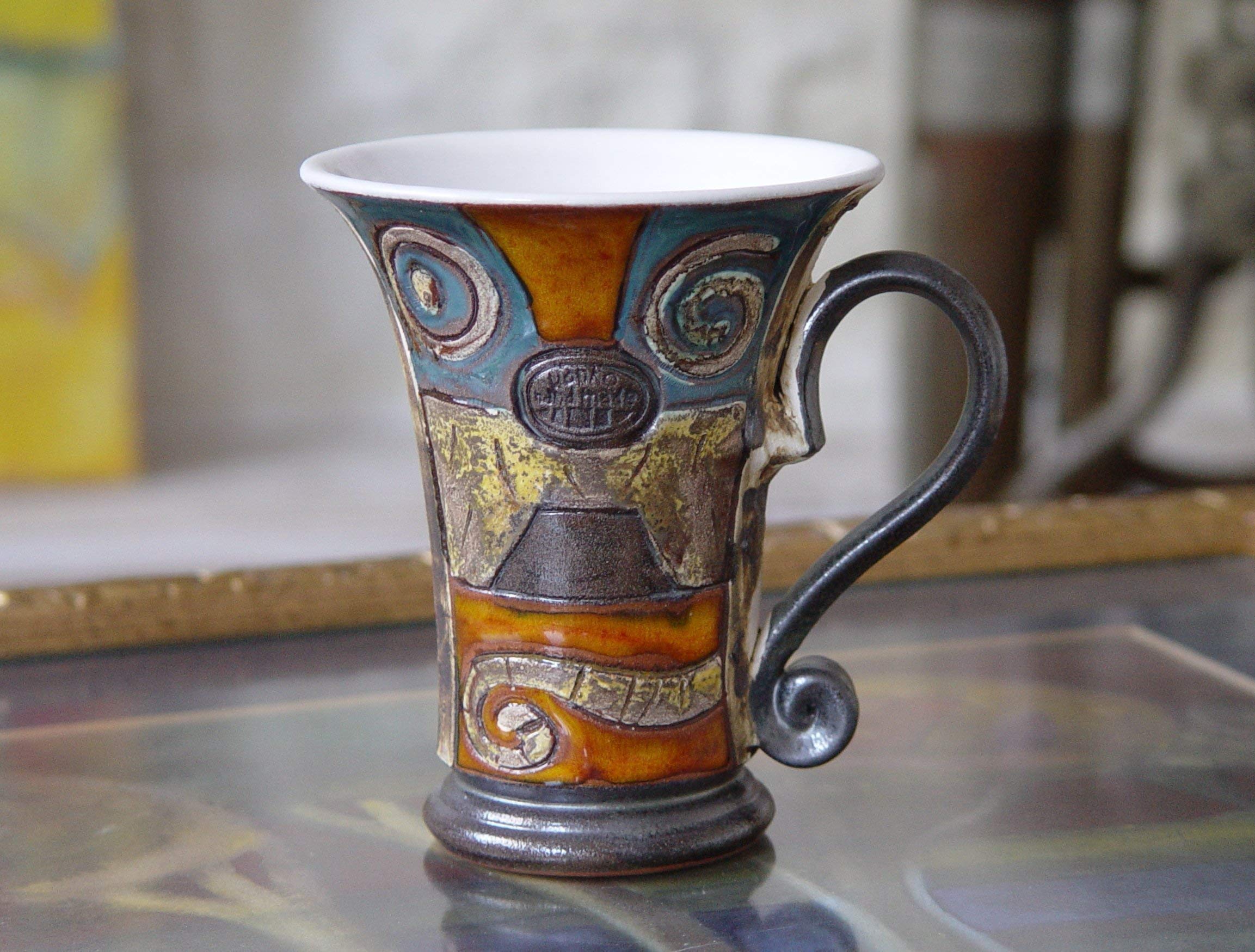 Colorful Wheel Thrown Ceramic Coffee or Tea Mug