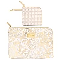 Lilly Pulitzer Padded Tech Sleeve with Small Zip Pouch for Accessories, Cute Laptop Case for Women, Tablet Bag or 13 Inch Laptop Sleeve, Safari Sangria Gold