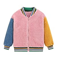 Little Girl Coats Size 7/8 Toddler Kids Girls Casual Zip Up Sports Splicing Fleece Jacket Coat Small Jacket