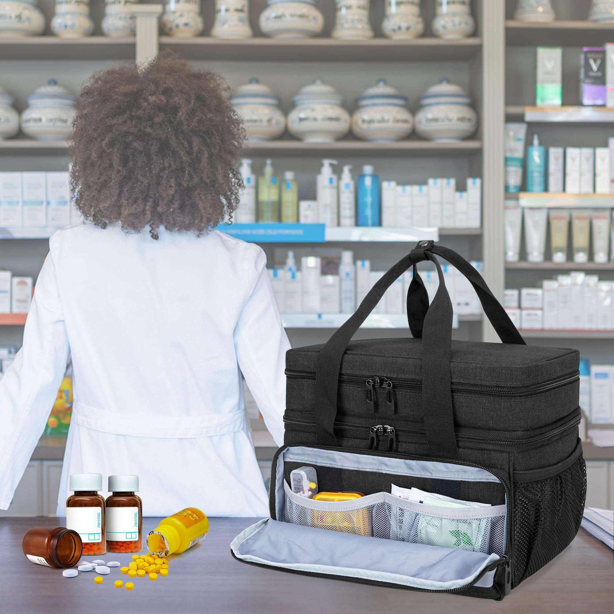 Medicine Organizer and Storage Bag Empty, Family First Aid Box, Pill Bottle  Organizer Bag for Emergency Medication, Supplements or Medical Kits,  Zippered Medicine Bag for Home and Travel(Gray)...price $33.99free for  amazon USA