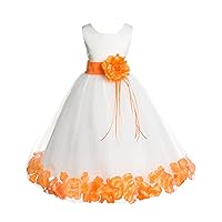 Wedding Pageant Floral Rose Petals Ivory Tulle Flower Girl Dress Toddler 007