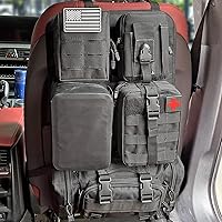 Universal Tactical Seat Back Organizer with 5 Detachable Molle Pouch, Medical Pouch, Phone Pouch, Water-Resistant Pouch, 2 Different Size Admin Pouch Vehicle Panel Seat Covers fits for All Vehicel