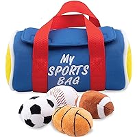 Etna My Sports Bag, Plush Toy Play Set - Toddler Sensory Toys with Plush Balls That Make Sports Sounds and Cheers -Includes Sports Bag Plush Basketball Plush Baseball Plush Soccer Ball Plush Football