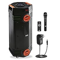 300W Remote Control Portable Bluetooth PA Speaker-Dual 6.5” Rechargeable Indoor/Outdoor BT Karaoke Audio System-Party Lights,LED Display,FM/AUX/MP3/USB/SD,1/4' in,Handle,Wheels-Wireless Mic