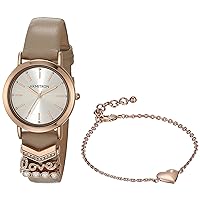 Armitron Women's Genuine Crystal Accented Leather Strap Watch Set, 75/5759