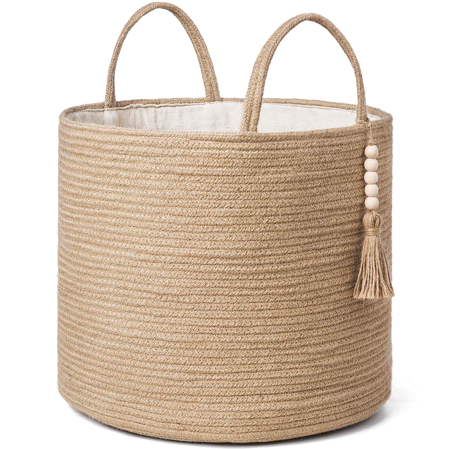Mua Mkono Woven Storage Basket Decorative Rope Basket Wooden Bead ...