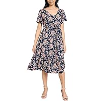 Eloges Women's Butterfly Sleeve Floral Midi Dress | S-3X