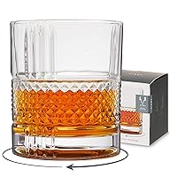 Revolve Spinning Whiskey Glass, Unique Bourbon Glass, Old Fashioned Cocktail glass, Crystal Cut Scotch Glass, Set of 1, 10oz