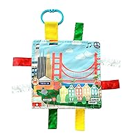 Baby Jack & Co 8x8” Learning Lovey San Francisco California Tag Toys for Babies - Baby Crinkle Toys - Soft & Safe - Learn USA Cities and Shapes - Ideal Baby Toy & Gift BPA Free w/ Stroller Clip