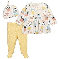 Gerber baby-girls 3-piece Shirt, Footed Pant, and Cap SetLayette Set