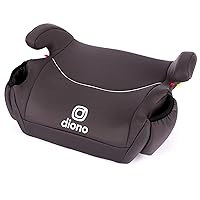 Diono Solana, No Latch, Single Backless Booster Car Seat, Lightweight, Machine Washable Covers, Cup Holders, Black