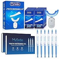 MySmile Teeth Whitening Kit with led Light, 6X Non-Sensitive Teeth Whitening Gel Refill Pack,28X Teeth Whitening Strips for Teeth Sensitive, 10 Min Fast Whitening Teeth