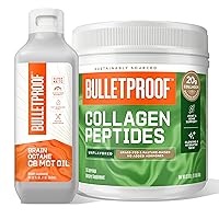 Duo Kit | Collagen Peptides Protein Powder for Skin, Bones and Joints — 18g Protein, 17.6 Oz & Brain Octane C8 MCT Oil for Sustained Energy, Appetite Control, Energy — 14g MCTs, 32 Fl Oz