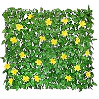 Expandable Fence Privacy Screen for Balcony Patio Outdoor,Decorative Faux Ivy Fencing Panel,Artificial Hedges (Single Sided Leaves) (2, Triangular Orchid)