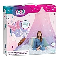 Three Cheers for Girls - Butterfly Ombre Bed Canopy for Girls - Pink Bed Canopy - Butterfly Kids Bed Canopy - Girls Bed Canopy for Twin, Full & Queen Sized Beds - Hanging Bed Canopy for Girls & Teens