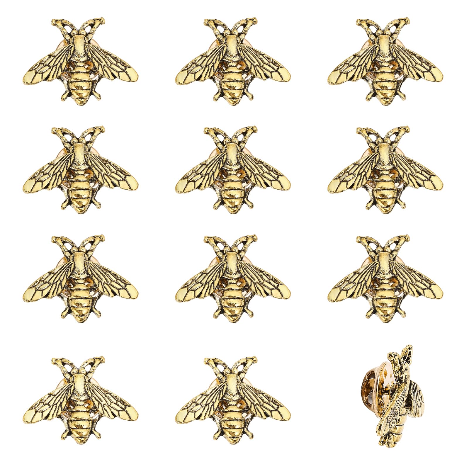 CHGCRAFT 12Pcs Bees Alloy Lapel Pins for Backpack Clothes Decorations Party Anniversary Accessories Gifts, Golden 26x20x3mm