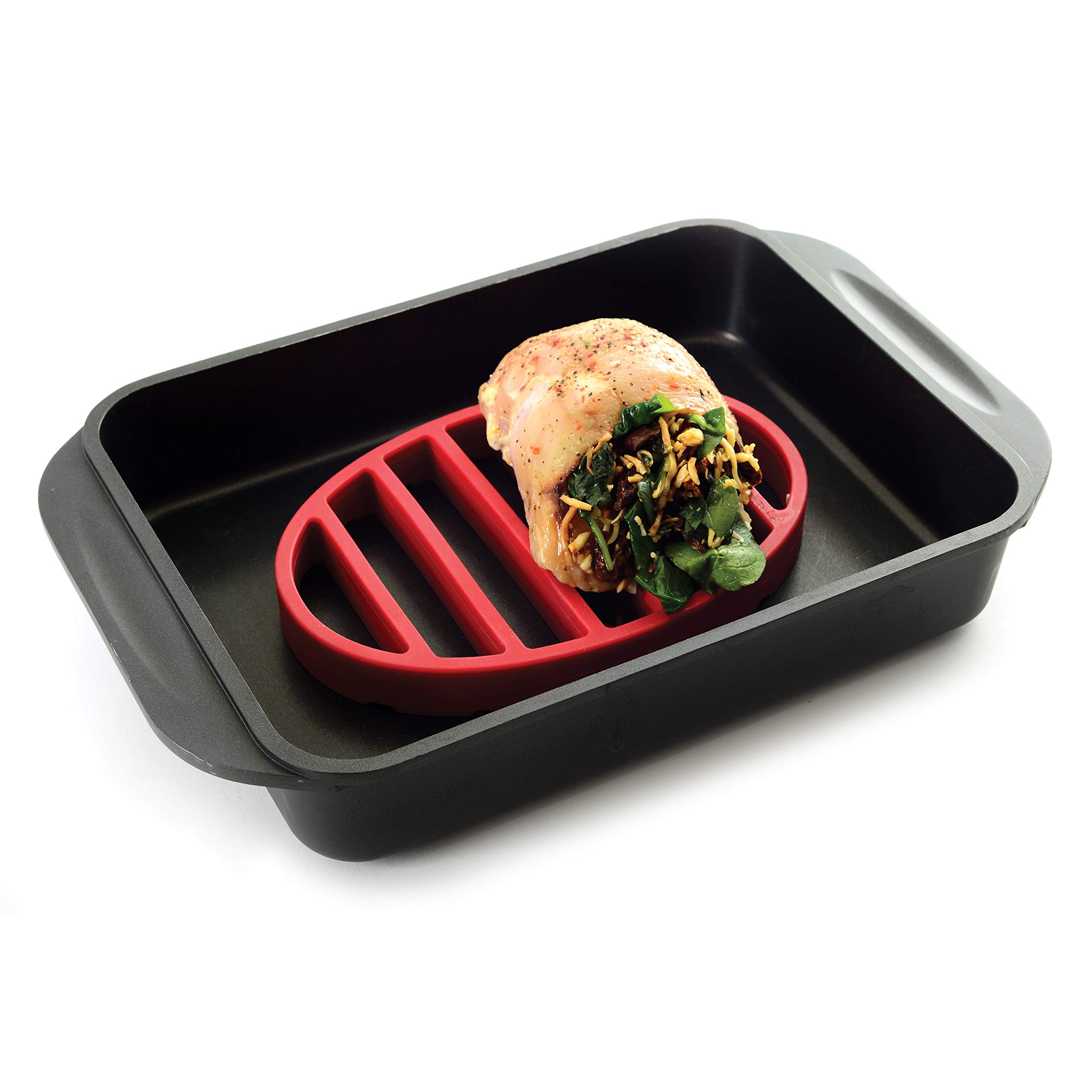 Norpro 405 Oval Silicone Roast Rack, Red