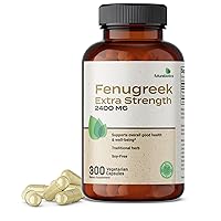 Fenugreek Extra Strength 2400 MG Supports Overall Good Health & Well-Being, Non-GMO, 300 Vegetarian Capsules