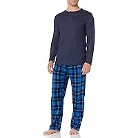 Men's Long-Sleeve Top and Fleece Bottom Pajama Set