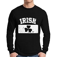 Awkward Styles Men's St. Patricks Day Irish Clover Vintage Flag Long Sleeve T Shirt Tee