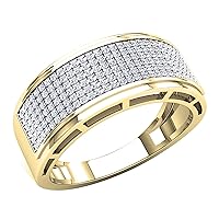 Dazzlingrock Collection 0.50 cttw Round White Diamond 6 Row Micro-pave Anniversary Ring for Men's in 10K Solid Gold