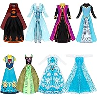 ONEST 8 Pieces Princess Doll Clothes and Accessories for 11.5 Inch Girl Doll Include Assorted Princess Clothes Party Grown Outfits