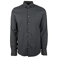 Men's Slim Fit Dot Print Long Sleeves Shirt-DM-Large Dark Midnight