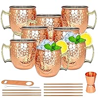Moscow Mule Copper Mugs- Set of 8 Copper Plated Stainless Steel Mug 18oz, for Chilled Drinks (8 pcs)
