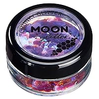 Iridescent Chunky Glitter by Moon Glitter – 100% Cosmetic Glitter for Face, Body, Nails, Hair and Lips - 0.10oz - Purple