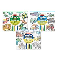 Melissa & Doug Jumbo 50-Page Kids' Coloring Pads 3-Pack - Animals, Vehicles, and Multi-Themed - FSC Certified
