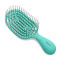 NuWay4Hair Junior C - Compact Size Professional Curved Hairbrush - Vented Design Delivers Smoothing And Volumizing Quick Dry - Heat Resistant Bristles For Drying, Detangling, Styling - Aqua - 1 Pc